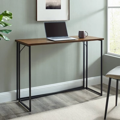 Maxwell Modern Glam Simple Y Leg Writing Desk Dark Walnut - Saracina Home 1 Maxwell Modern Glam Simple Y Leg Writing Desk Dark Walnut - Saracina Home