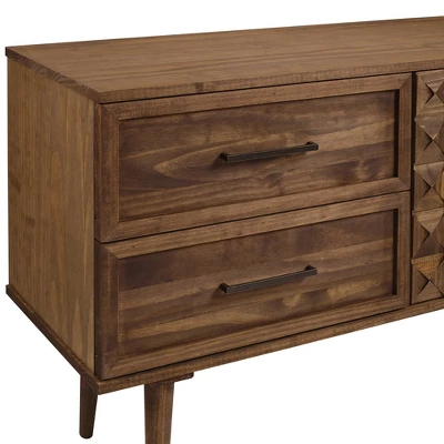 58" Modern Boho Solid Pine Wood Closed Storage Sideboard Brown - Saracina Home 4 58" Modern Boho Solid Pine Wood Closed Storage Sideboard Brown - Saracina Home - Image 4