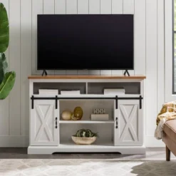 Transitional Sliding Barndoor Highboy TV Stand For TVs Up To 58" - Saracina Home 31 Transitional Sliding Barndoor Highboy TV Stand For TVs Up To 58" - Saracina Home -Saracina Home Shop GUEST dd9ce182 82e2 4e7a a263 00af007d0202