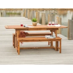 Ravenscroft 3pc Modern Boho Acacia Wood Slat Top Outdoor Dining Set - Saracina Home -Saracina Home Shop GUEST de47bf2a 61aa 4247 87ba b7b48ba165fc