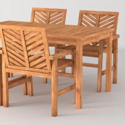 5pc Slatted Chevron Acacia Wood Patio Dining Set - Saracina Home -Saracina Home Shop GUEST df078156 8244 4740 a999 152151ba0247