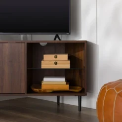 Contemporary Corner TV Stand For TVs Up To 55" Dark Walnut - Saracina Home 22 Contemporary Corner TV Stand For TVs Up To 55" Dark Walnut - Saracina Home -Saracina Home Shop GUEST e0479c82 71bd 4df9 b733 5615a41811fc