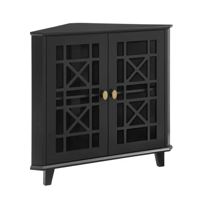 2 Door Corner Accent Cabinet With Fretwork Doors - Saracina Home 2 2 Door Corner Accent Cabinet With Fretwork Doors - Saracina Home - Image 2