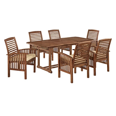 7pc Acacia Wood Patio Dining Set With Cushions - Saracina Home 7 7pc Acacia Wood Patio Dining Set With Cushions - Saracina Home - Image 7