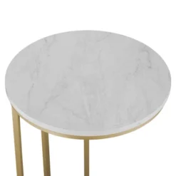 24" Modern Glam Round C Table Faux White Marble/Gold - Saracina Home 6 24" Modern Glam Round C Table Faux White Marble/Gold - Saracina Home -Saracina Home Shop GUEST e374de0c 0bdb 42ff b4ff c6201b372504