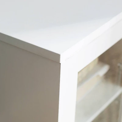 Pierceton Modern Double Glass Door With Metal Legs TV Stand For TVs Up To 58" White - Saracina Home 4 Pierceton Modern Double Glass Door With Metal Legs TV Stand For TVs Up To 58" White - Saracina Home - Image 4