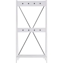 68" Solid Wood X Back Angled Hall Tree White Wash - Saracina Home