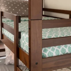 Twin Indy Solid Wood Triple Bunk Bed Walnut - Saracina Home -Saracina Home Shop GUEST ea0f3219 673c 4bd7 a005 edae0b99a024