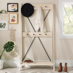 68" Solid Wood X Back Angled Hall Tree White Wash - Saracina Home 23 68" Solid Wood X Back Angled Hall Tree White Wash - Saracina Home -Saracina Home Shop GUEST ea1e1754 a772 448f ae28 8c2dce3fdc3f