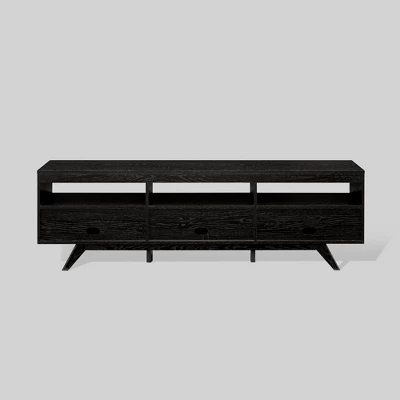 Mid-Century Modern Low TV Stand With Storage For TVs Up To 80" - Saracina Home 4 Mid-Century Modern Low TV Stand With Storage For TVs Up To 80" - Saracina Home - Image 4