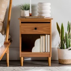 Stiva Classic Mid-Century Modern 1 Drawer Nightstand - Saracina Home -Saracina Home Shop GUEST ee2f70db 4e78 4367 afb5 cf038cb6780d