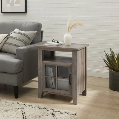 Transitional Classic Windowpane Storage Side Table - Saracina Home 1 Transitional Classic Windowpane Storage Side Table - Saracina Home