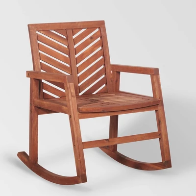 Slatted Chevron Acacia Wood Patio Rocking Chair - Saracina Home 7 Slatted Chevron Acacia Wood Patio Rocking Chair - Saracina Home - Image 7