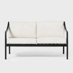 Saracina Home Mid-Century Modern Slatted Acacia Outdoor Bench With Cushions -Saracina Home Shop GUEST f159d085 5aa2 453a a258 0e99b25d8120