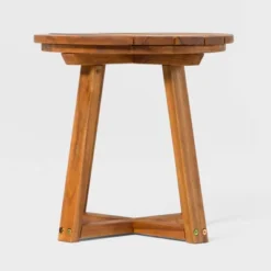 Saracina Home Modern Slatted Round Acacia Accent Table -Saracina Home Shop GUEST f1657f3f 96f4 4a71 8bf6 0bc2fda3ebe8