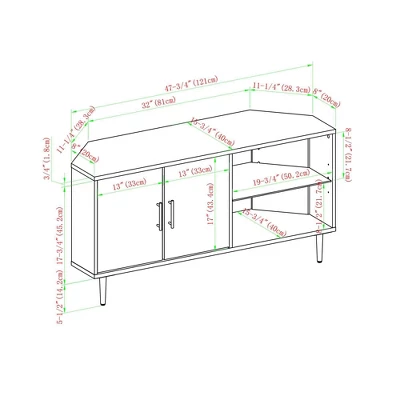 Contemporary Corner TV Stand For TVs Up To 55" Dark Walnut - Saracina Home 2 Contemporary Corner TV Stand For TVs Up To 55" Dark Walnut - Saracina Home - Image 2