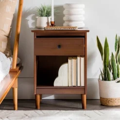 Stiva Classic Mid-Century Modern 1 Drawer Nightstand - Saracina Home -Saracina Home Shop GUEST f1f5300e 5364 40db 96ef 77bca274ed96