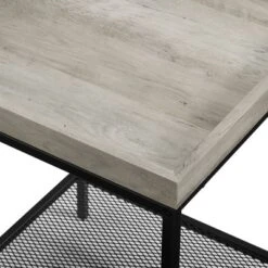 Rosalyn Urban Industrial Glam Square Tray Side Table With Metal Mesh Shelf Gray Wash - Saracina Home -Saracina Home Shop GUEST f3d6a9ba 1253 457a b37c 3d014c05093f