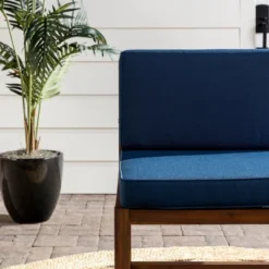 Modular Acacia Wood Armless Patio Chair With Cushion - Dark Brown/Navy - Saracina Home 19 Modular Acacia Wood Armless Patio Chair With Cushion - Dark Brown/Navy - Saracina Home -Saracina Home Shop GUEST f434940d d8c2 4298 9d4d 48efad42bf66