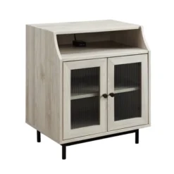 Fluted Glass Double Door Nightstand With USB Port - Saracina Home -Saracina Home Shop GUEST f46c2f0e 9c50 4fcb 9918 e3a20ba636f8