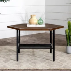 Saybrook Modern Metal And Wood Patio Hexagon Coffee Table - Dark Brown - Saracina Home 16 Saybrook Modern Metal And Wood Patio Hexagon Coffee Table - Dark Brown - Saracina Home -Saracina Home Shop GUEST f4faae93 2587 46a1 98cb c4096a1a8e56