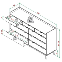 Mid-Century Modern Solid Wood 9 Drawer Horizontal Dresser - Saracina Home -Saracina Home Shop GUEST f5f0f1ab b228 4bb6 8748 20f45ddb371e