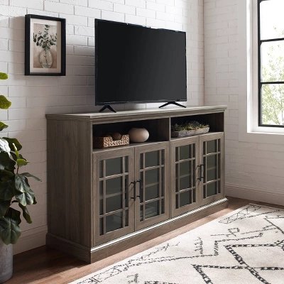 Transitional 4 Door Windowpane TV Stand For TVs Up To 65" - Saracina Home 1 Transitional 4 Door Windowpane TV Stand For TVs Up To 65" - Saracina Home