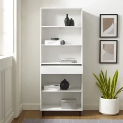 72.5" Mid-Century Modern 1 Drawer Angled Bookshelf - Saracina Home 20 72.5" Mid-Century Modern 1 Drawer Angled Bookshelf - Saracina Home -Saracina Home Shop GUEST f7b3e476 2294 4b33 8431 b32d58501d00