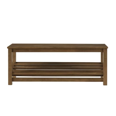 Modern Farmhouse Solid Wood Shoe Storage Entry Bench Rustic Oak - Saracina Home 2 Modern Farmhouse Solid Wood Shoe Storage Entry Bench Rustic Oak - Saracina Home - Image 2
