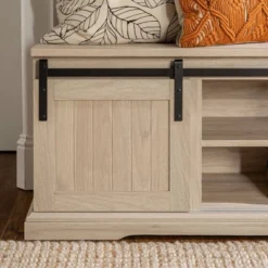 48" Transitional Sliding Door Wood And Metal Bench - Saracina Home -Saracina Home Shop GUEST f9fbf77b c988 4b5d 96d0 71469346d6f6