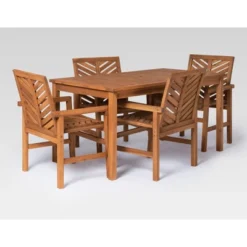 5pc Slatted Chevron Acacia Wood Patio Dining Set - Saracina Home -Saracina Home Shop GUEST fa70badb acbd 4084 ae4d 76306d112264