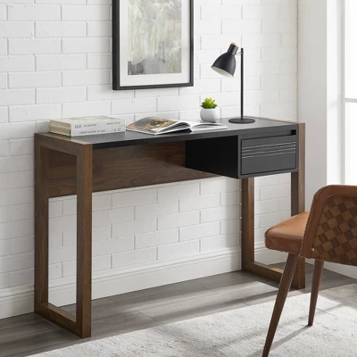 Claudine Chic Two-Tone Writing Desk With Grooved Drawer - Saracina Home 2 Claudine Chic Two-Tone Writing Desk With Grooved Drawer - Saracina Home - Image 2