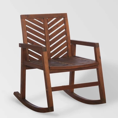 Slatted Chevron Acacia Wood Patio Rocking Chair - Saracina Home 8 Slatted Chevron Acacia Wood Patio Rocking Chair - Saracina Home - Image 8