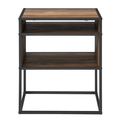 Modern Wood And Metal Side Table With Open Storage - Saracina Home 2 Modern Wood And Metal Side Table With Open Storage - Saracina Home - Image 2