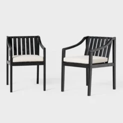 Saracina Home 2pk Mid-Century Modern Slatted Outdoor Acacia Arm Chairs With Cushions 8 Saracina Home 2pk Mid-Century Modern Slatted Outdoor Acacia Arm Chairs With Cushions -Saracina Home Shop GUEST fe39f52a 3746 4258 9035 790086867c9b