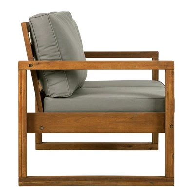 Galia Square Leg Acacia Wood Patio Loveseat With Cushions - Brown - Saracina Home 2 Galia Square Leg Acacia Wood Patio Loveseat With Cushions - Brown - Saracina Home - Image 2