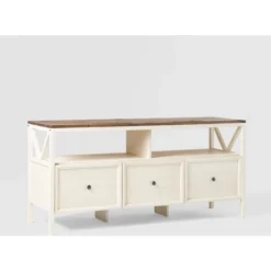 Farmhouse 3 Drawer Wood TV Stand For TVs Up To 65" - Saracina Home -Saracina Home Shop GUEST fecee8bb 867b 4497 a2fe de792e75020c