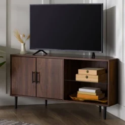 Contemporary Corner TV Stand For TVs Up To 55" Dark Walnut - Saracina Home 15 Contemporary Corner TV Stand For TVs Up To 55" Dark Walnut - Saracina Home -Saracina Home Shop GUEST ffac103c e71b 46c3 a56d 91ed3cf73330